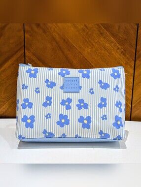 NEW Tender Love + Carry Zip Toiletry Cosmetic Pouch Bag Striped Floral